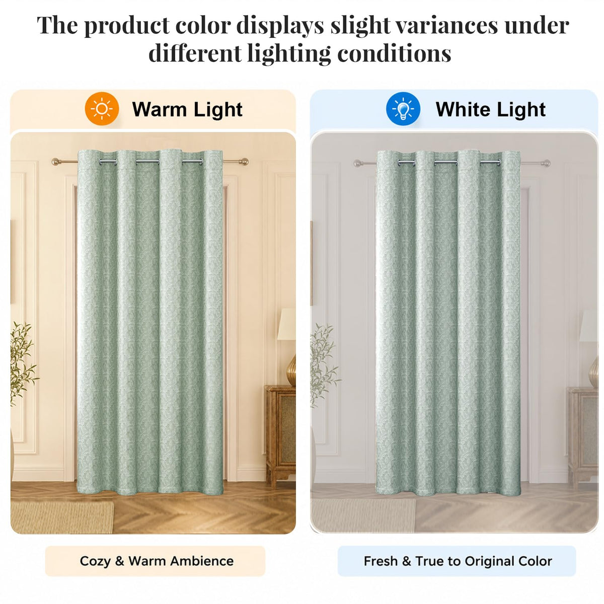 HOKIPO Marrakesh Jacquard Eyelet Curtains, 7 Feet Long - Mist Green - image 6