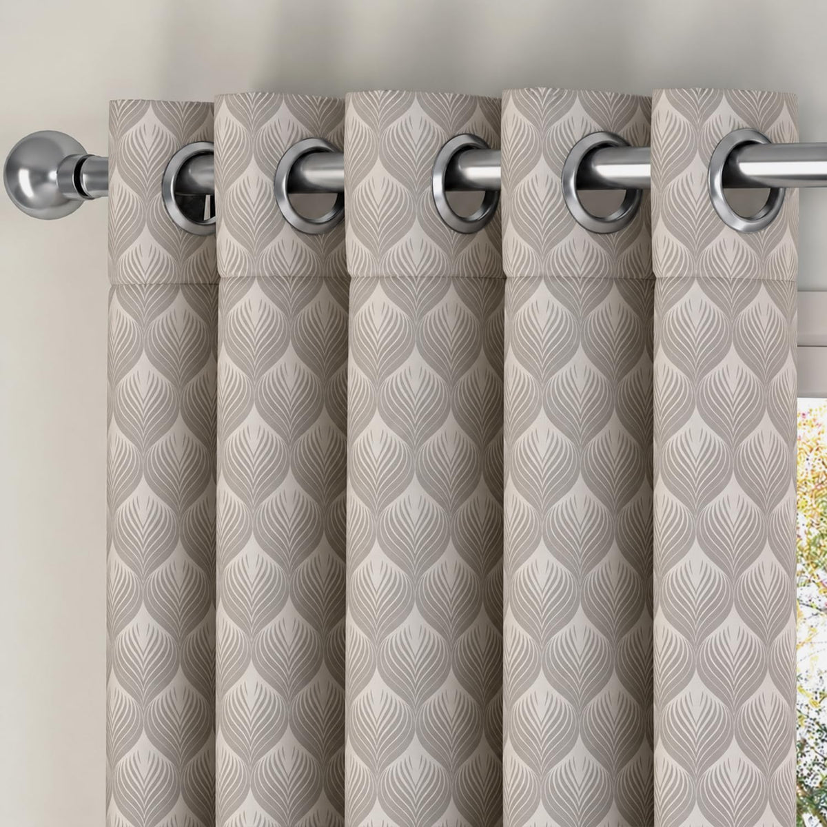 HOKIPO Twilight Curtains, 7 Feet Long - Raindrop Mosaic Beige - image 7