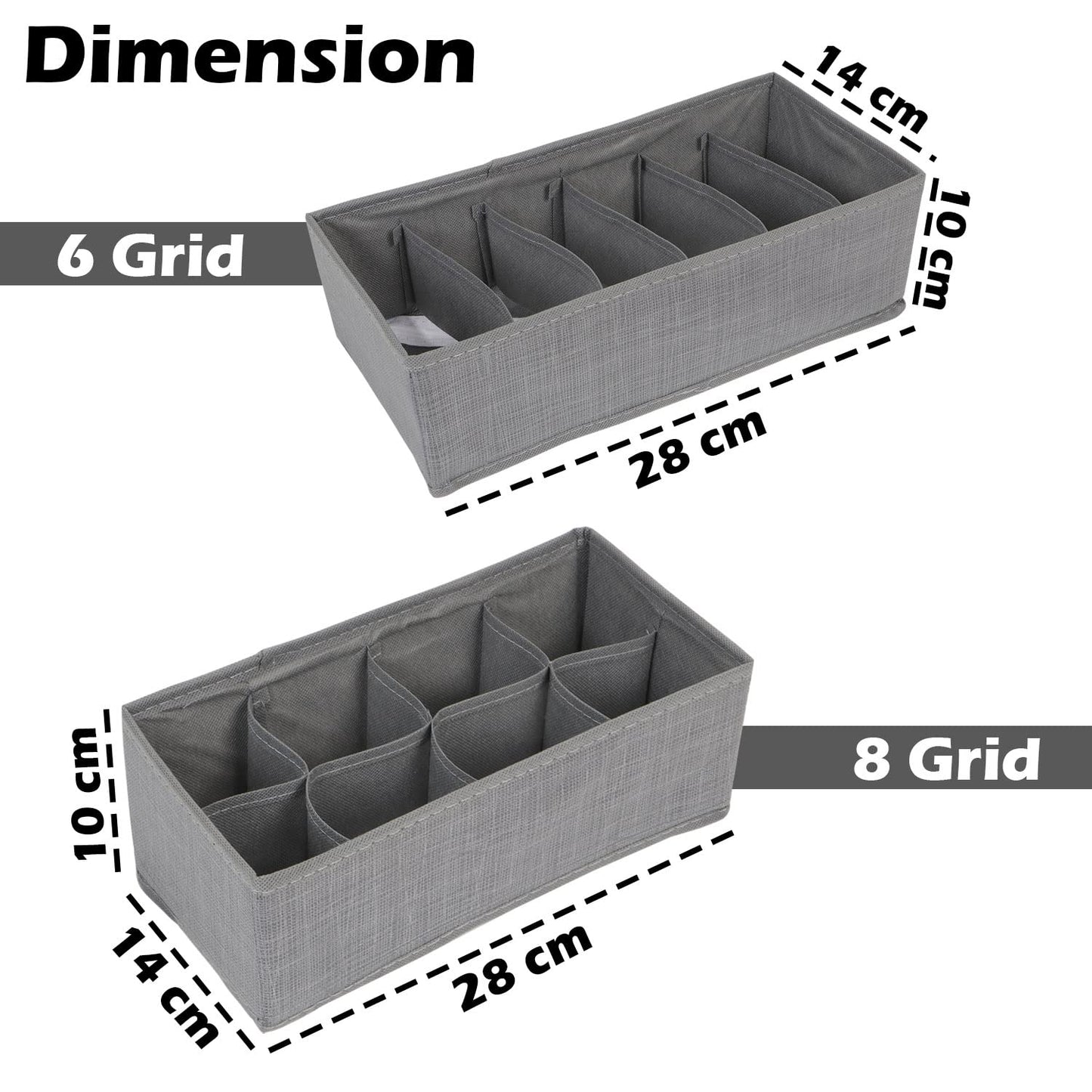 Non-Woven Fabric Undergarment Organizer Storage Box For Drawers Bra Panty Socks Tie Lingerie Organizer For Wardrobe, Grey