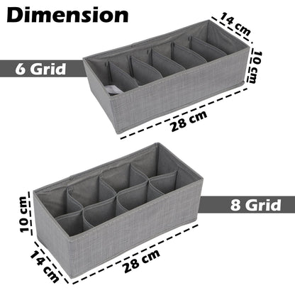 Non-Woven Fabric Undergarment Organizer Storage Box For Drawers Bra Panty Socks Tie Lingerie Organizer For Wardrobe, Grey