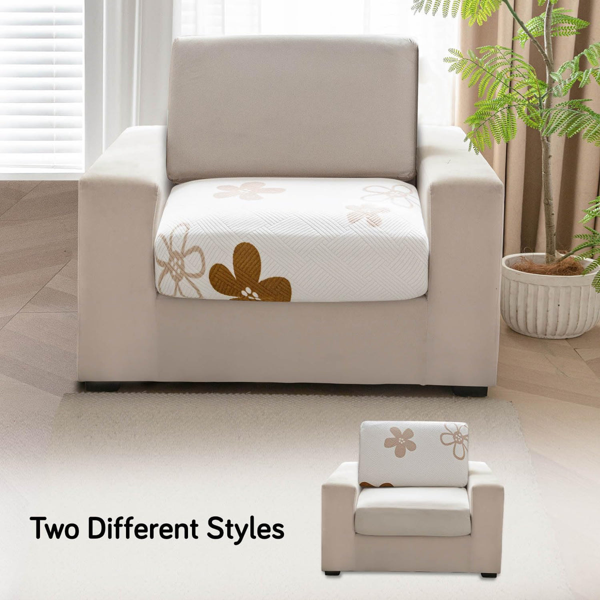 Stretchable Thick Fleece Textured Seat Couch Cushion Cover for 1/2/3 Seater, Russet Brown