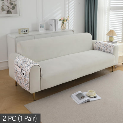 Quilted Waterproof and Anti-Slip Sofa Cover Mat, Damask White