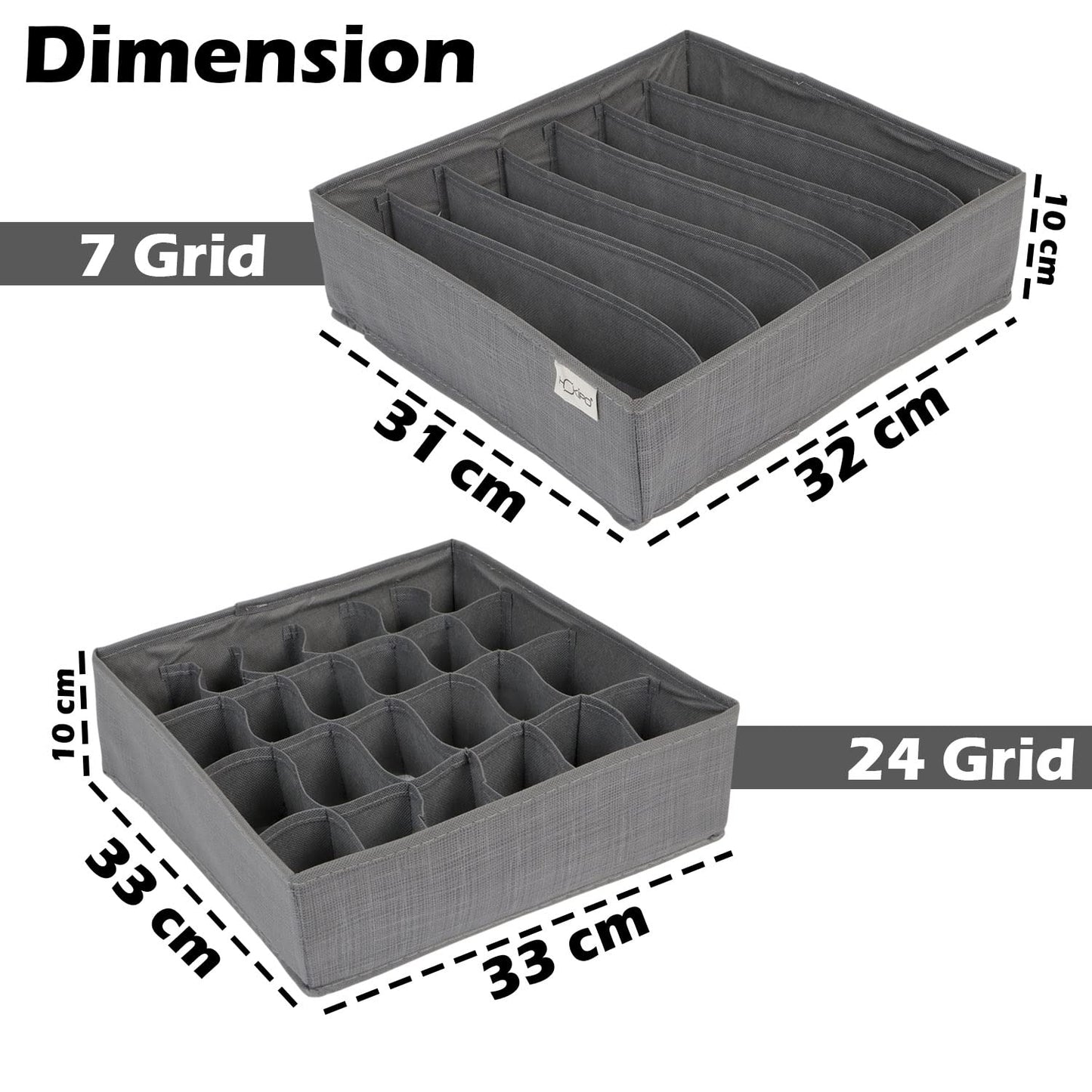 Non-Woven Fabric Undergarment Organizer Storage Box For Drawers Bra Panty Socks Tie Lingerie Organizer For Wardrobe, Grey