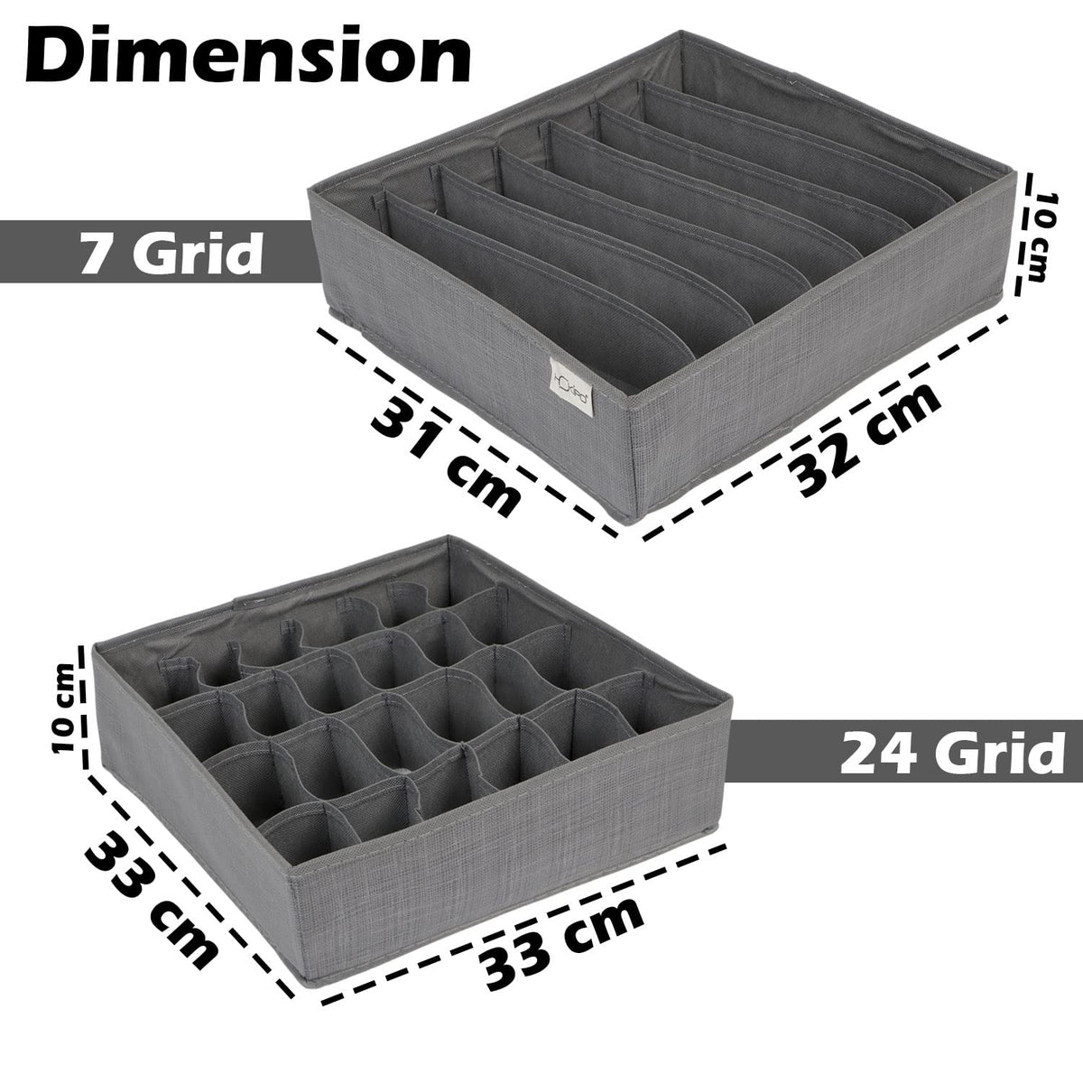 Non-Woven Fabric Undergarment Organizer Storage Box For Drawers Bra Panty Socks Tie Lingerie Organizer For Wardrobe, Grey