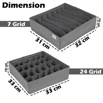 Non-Woven Fabric Undergarment Organizer Storage Box For Drawers Bra Panty Socks Tie Lingerie Organizer For Wardrobe, Grey