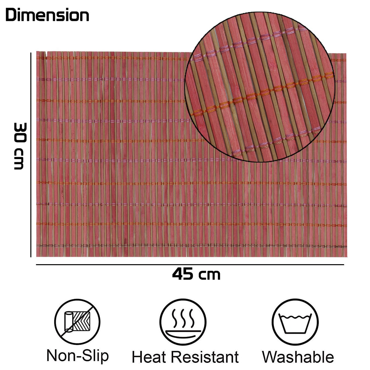 Buy Blush Red bamboo 45x30 cm placemat | Hokipo