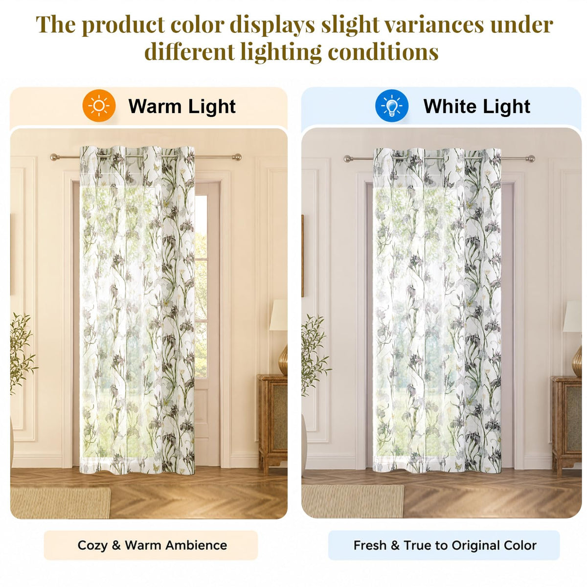 HOKIPO Iris Sheer Curtains, 7 Feet Long - Purple - image 3