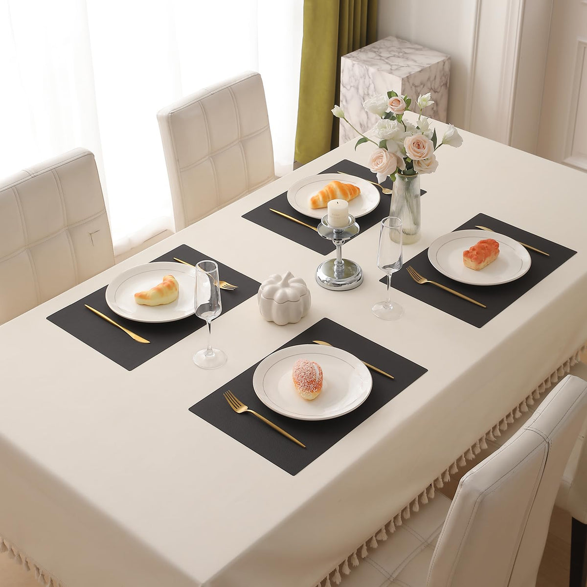 PP Waterproof Dining Table Mat, Chocolate Brown