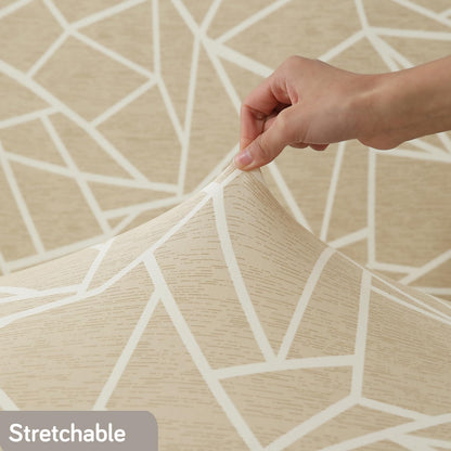 Gaming Chair Seat Cover Elastic Computer Rotating Chair, Beige Abstract Geometry