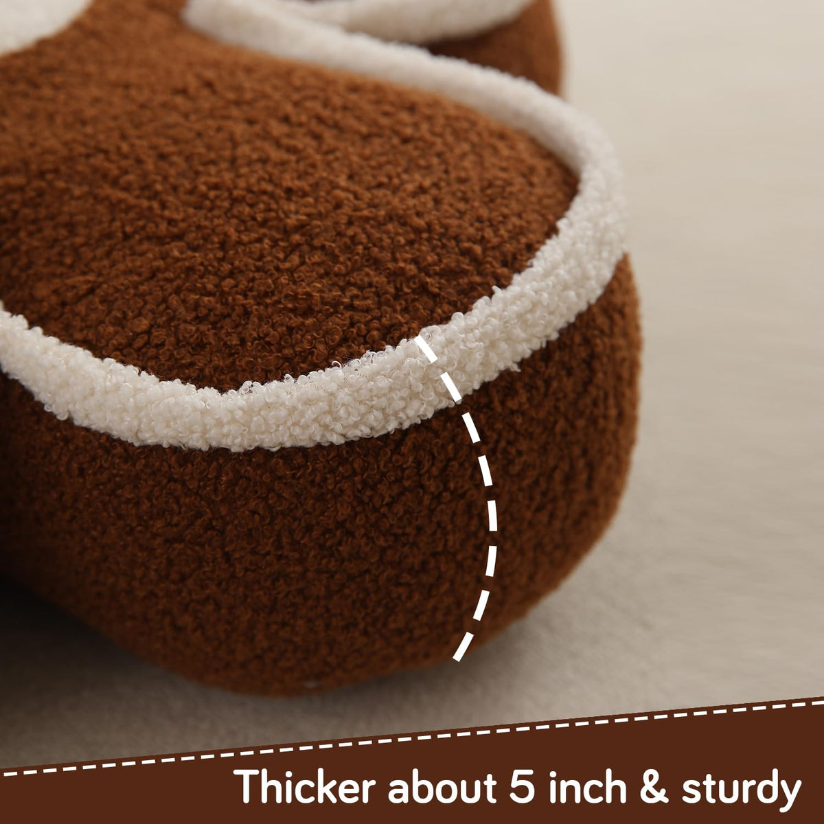 HOKIPO Plush Cotton Flower Cushion | Decorative Throw Pillow for Bed & Sofa - Chocolate Brown