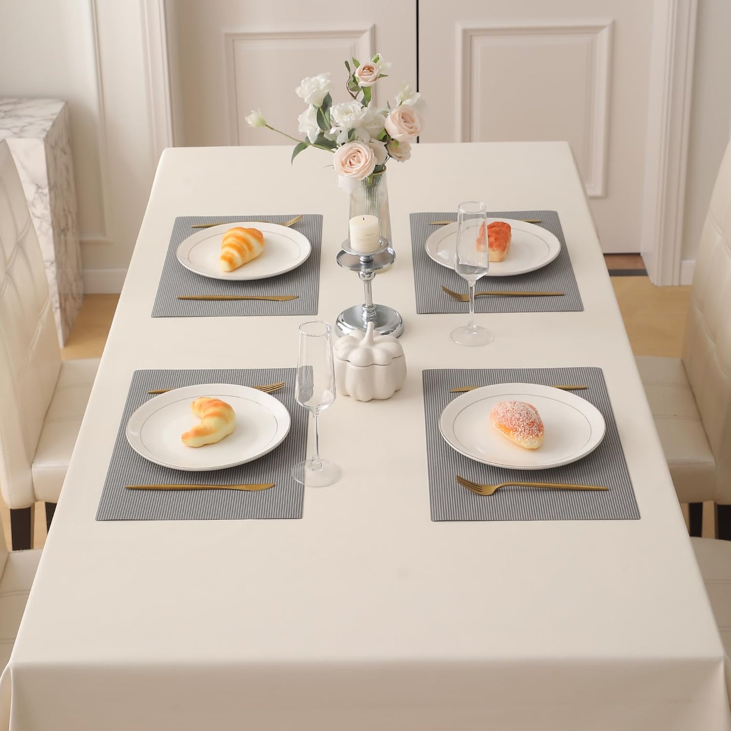PP Waterproof Dining Table Mat, Fossil Grey