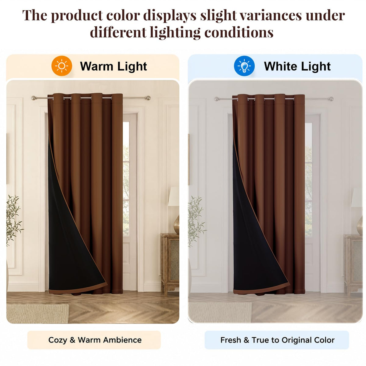 HOKIPO Midnight True Blackout Curtains, 7 Feet Long - Brown - image 5