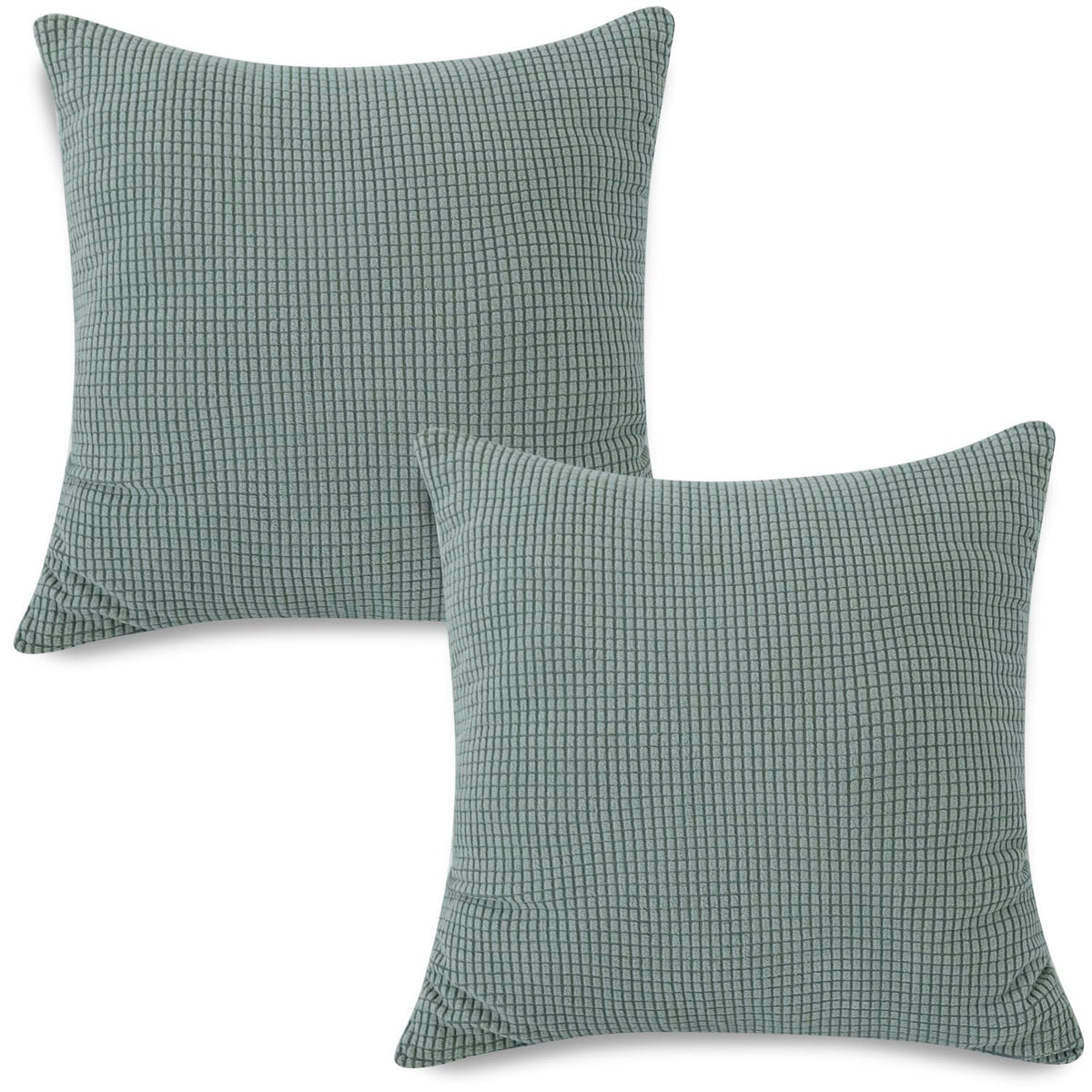 Premium Green Colour Grid Texture Jacquard Cushion Cover | 18x18 Inch Size