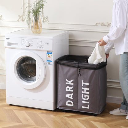 Large Laundry Basket Foldable Hamper With Wheels, Grey
