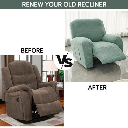 Premium 170 GSM Jacquard Fully Covered Recliner Sofa Cover for 1/2/3 Seaters, Green