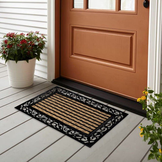 Natural Coco Coir Rubber Doormats for Home Entrance, 45x75 cm