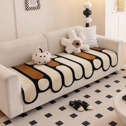 Moderna Curves Anti-Slip Sofa Cover Mat, Oyster Beige