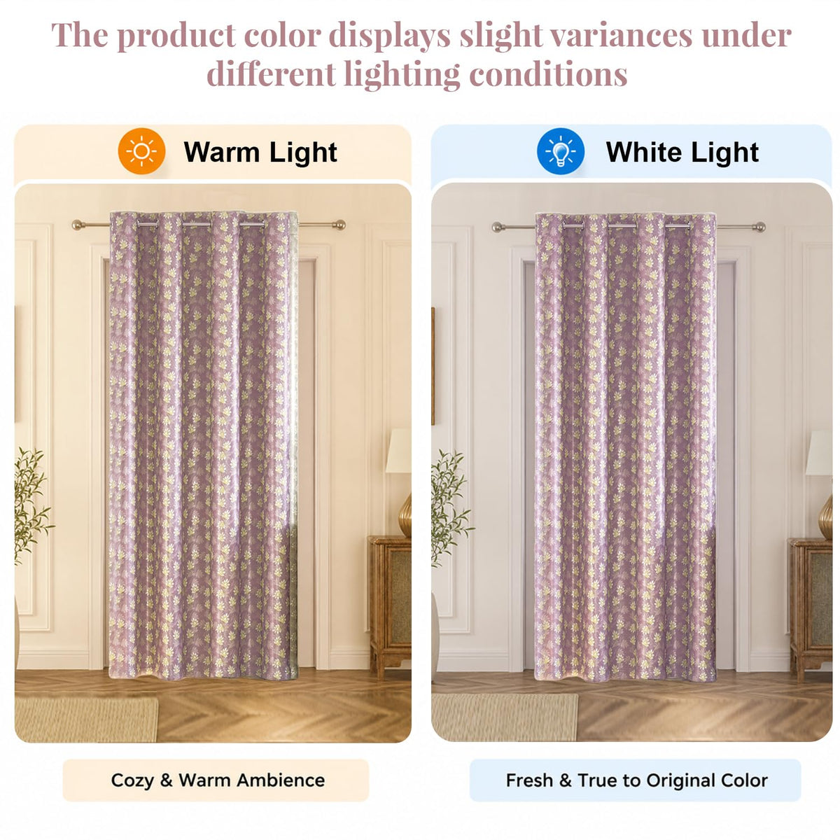 HOKIPO Vogue Shine Eyelet Curtains, 7 Feet Long - Misty Rose - image 6