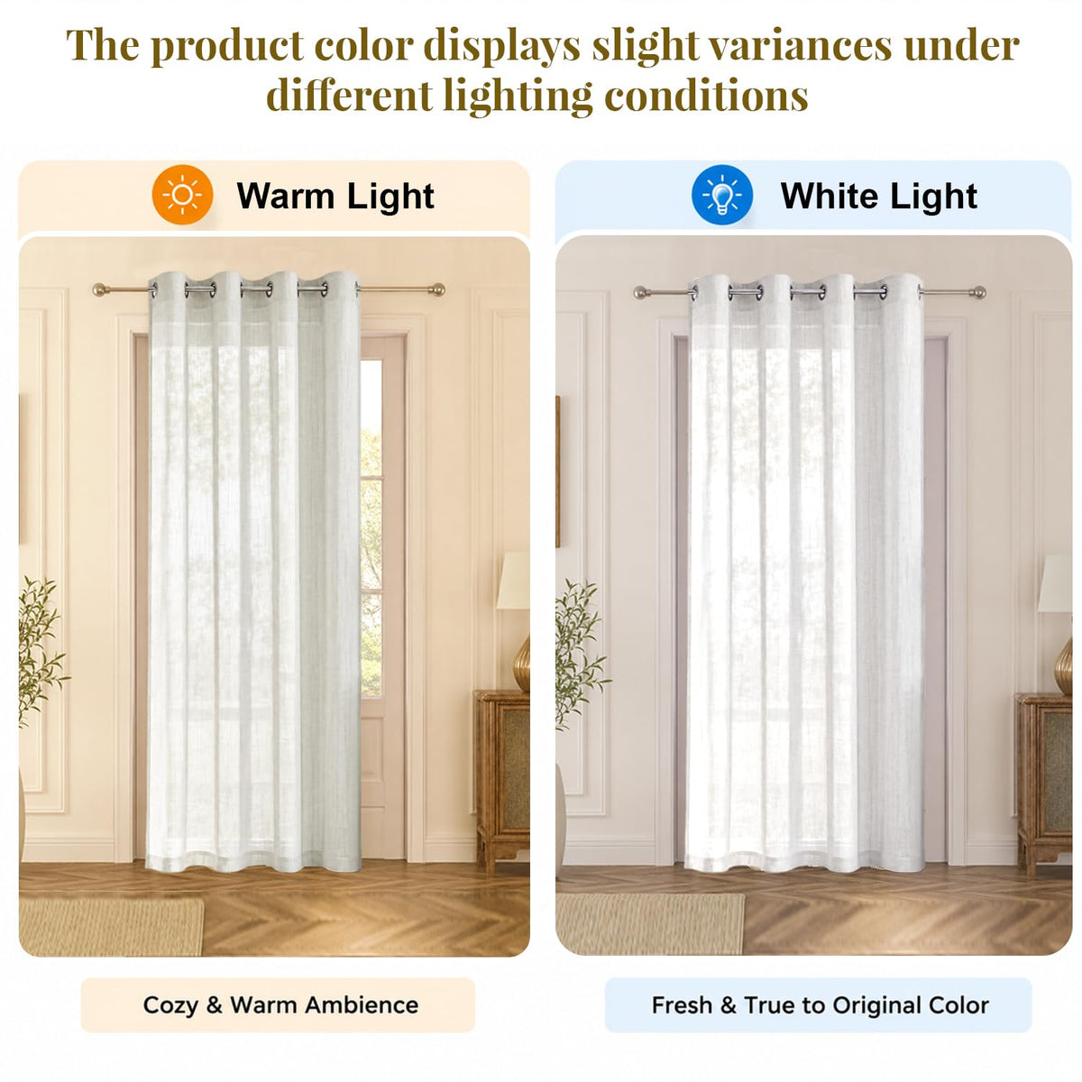 HOKIPO Breeze Sheer Curtains, 7 Feet Long - White - image 5