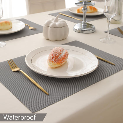 PP Waterproof Dining Table Mat, Fossil Grey