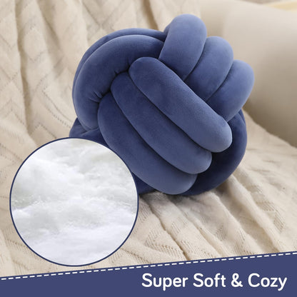 Knot Ball Cushion Pillow Soft Plush Velvet Decorative Throw Pillow - Royal Blue