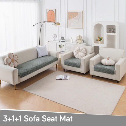 Diamond Tuft Quilted 5-Seater Sofa Mat (3+1+1), Anti-Slip, Stone Grey