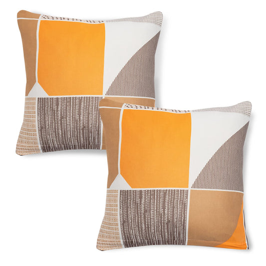 HOKIPO Stretchable Pack of 2 Cushion Cover 16x16, Square Abstract