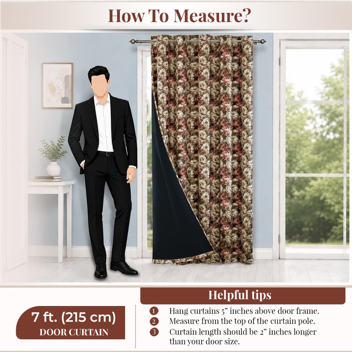 HOKIPO Shade Garden Curtains, 7 Feet Long - Vintage Bloom Cocoa Brown - image 8