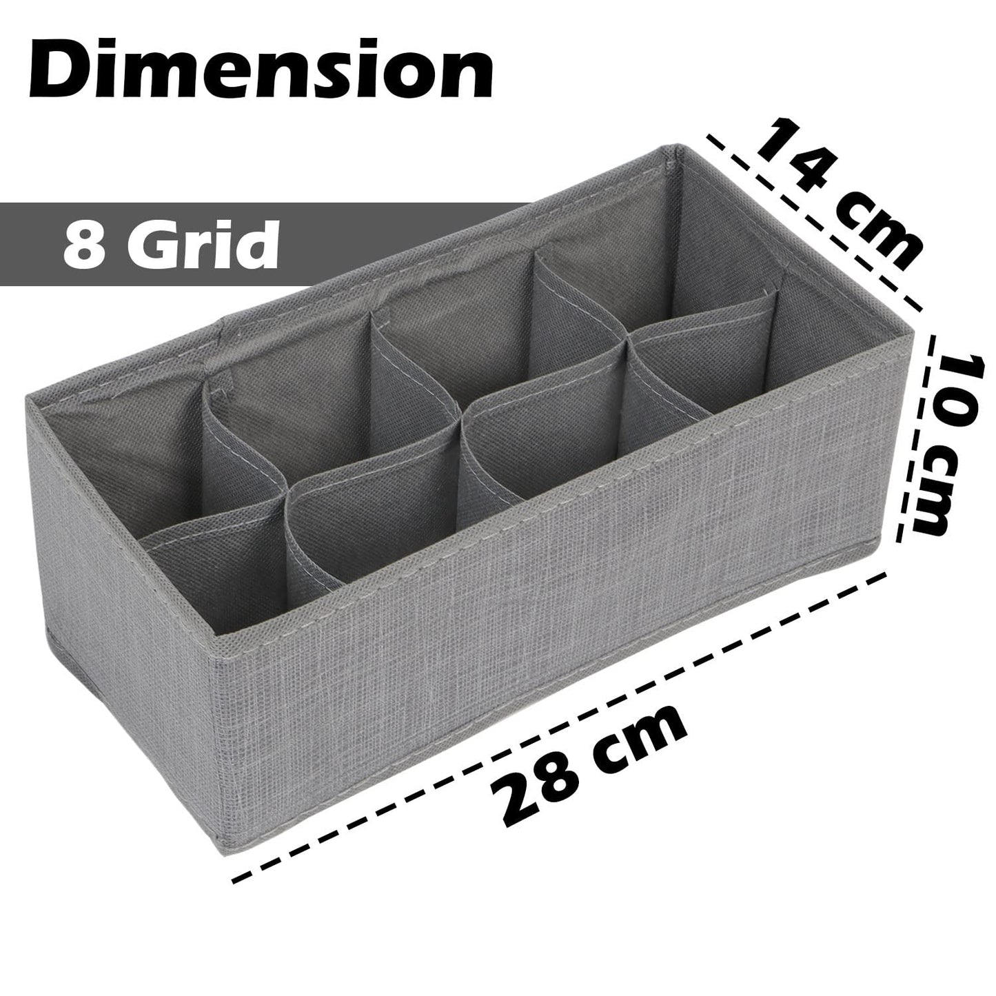 Non-Woven Fabric Undergarment Organizer Storage Box For Drawers Bra Panty Socks Tie Lingerie Organizer For Wardrobe, Grey