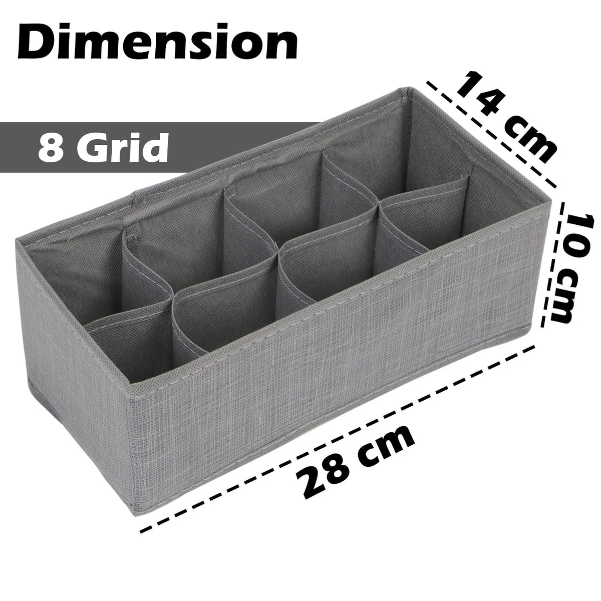 Non-Woven Fabric Undergarment Organizer Storage Box For Drawers Bra Panty Socks Tie Lingerie Organizer For Wardrobe, Grey