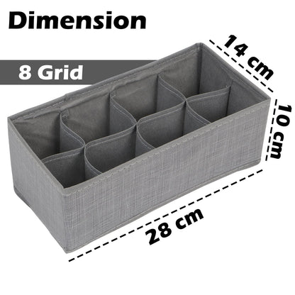 Non-Woven Fabric Undergarment Organizer Storage Box For Drawers Bra Panty Socks Tie Lingerie Organizer For Wardrobe, Grey