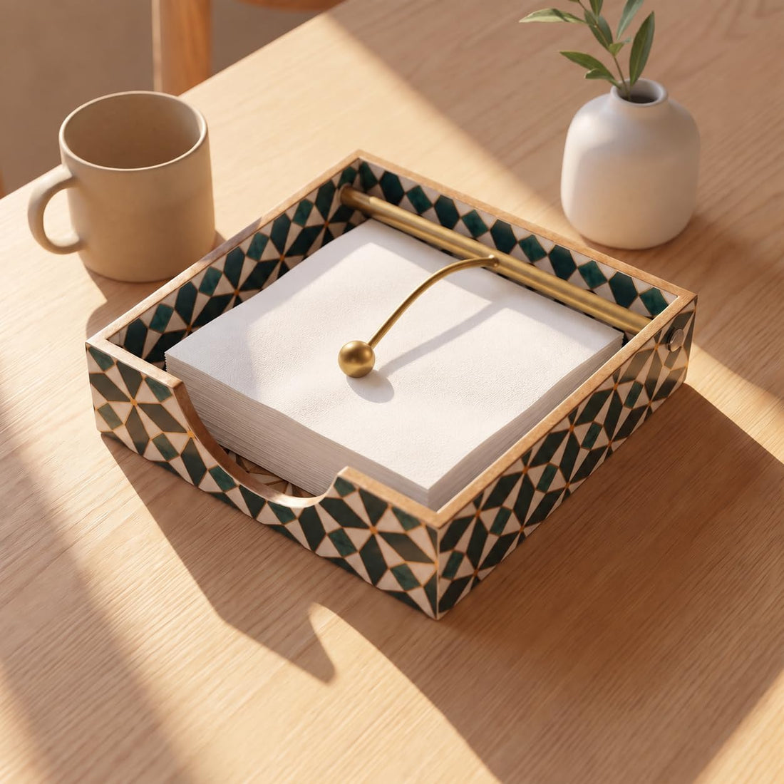 HOKIPO Napkin Holder for Dining Table, Engineered Wood, Moroccan Prism - image 1