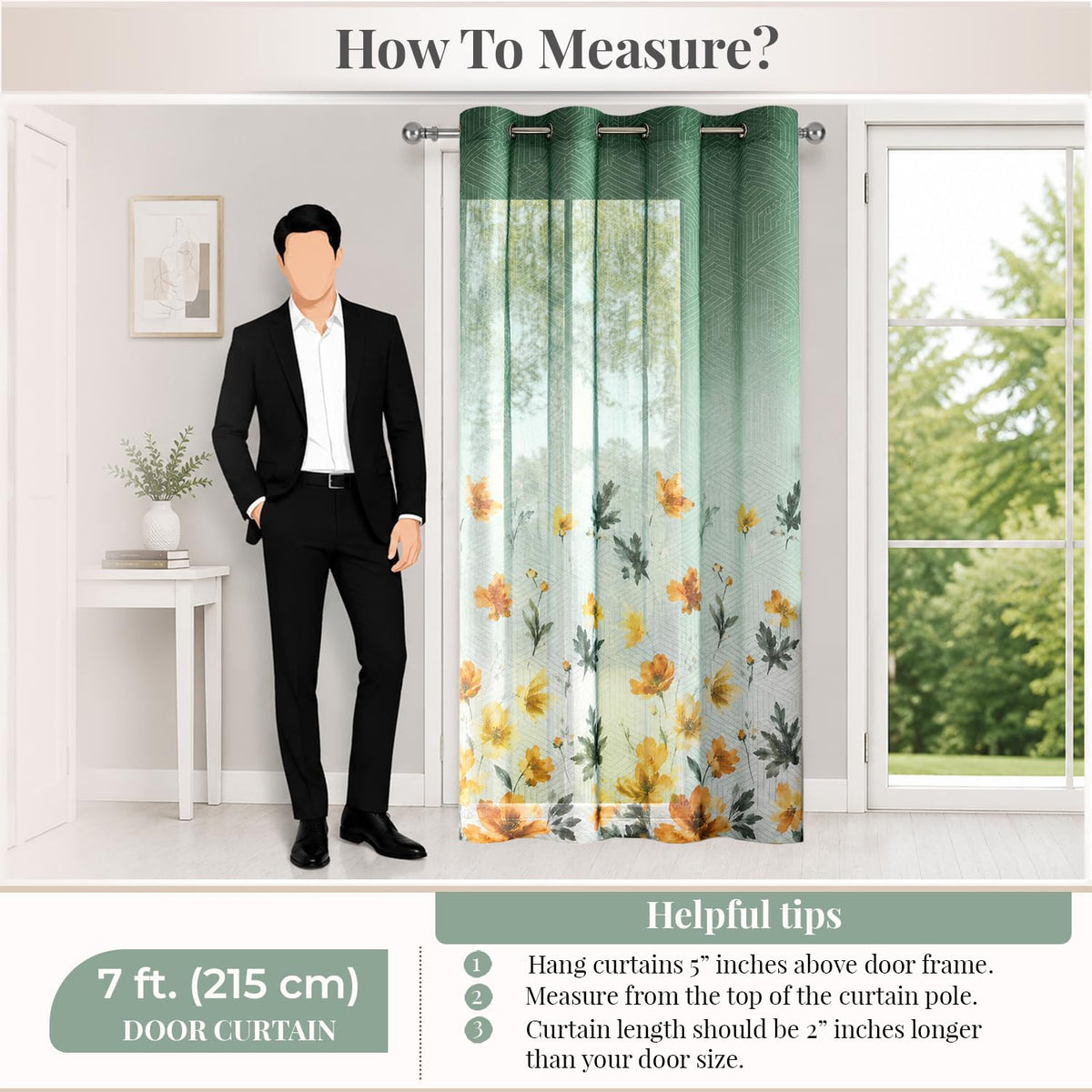 HOKIPO Petal Breeze Sheer Curtains, 7 Feet Long - Marigold Drift - image 7