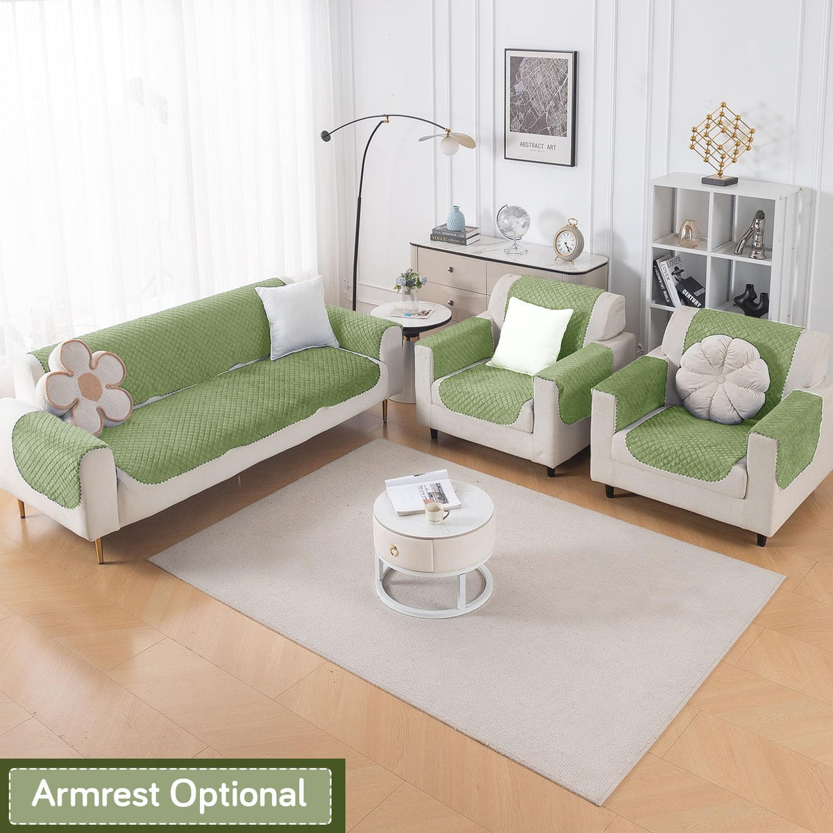 Quilt Classic 5-Seater Sofa Cover (3+1+1), Green