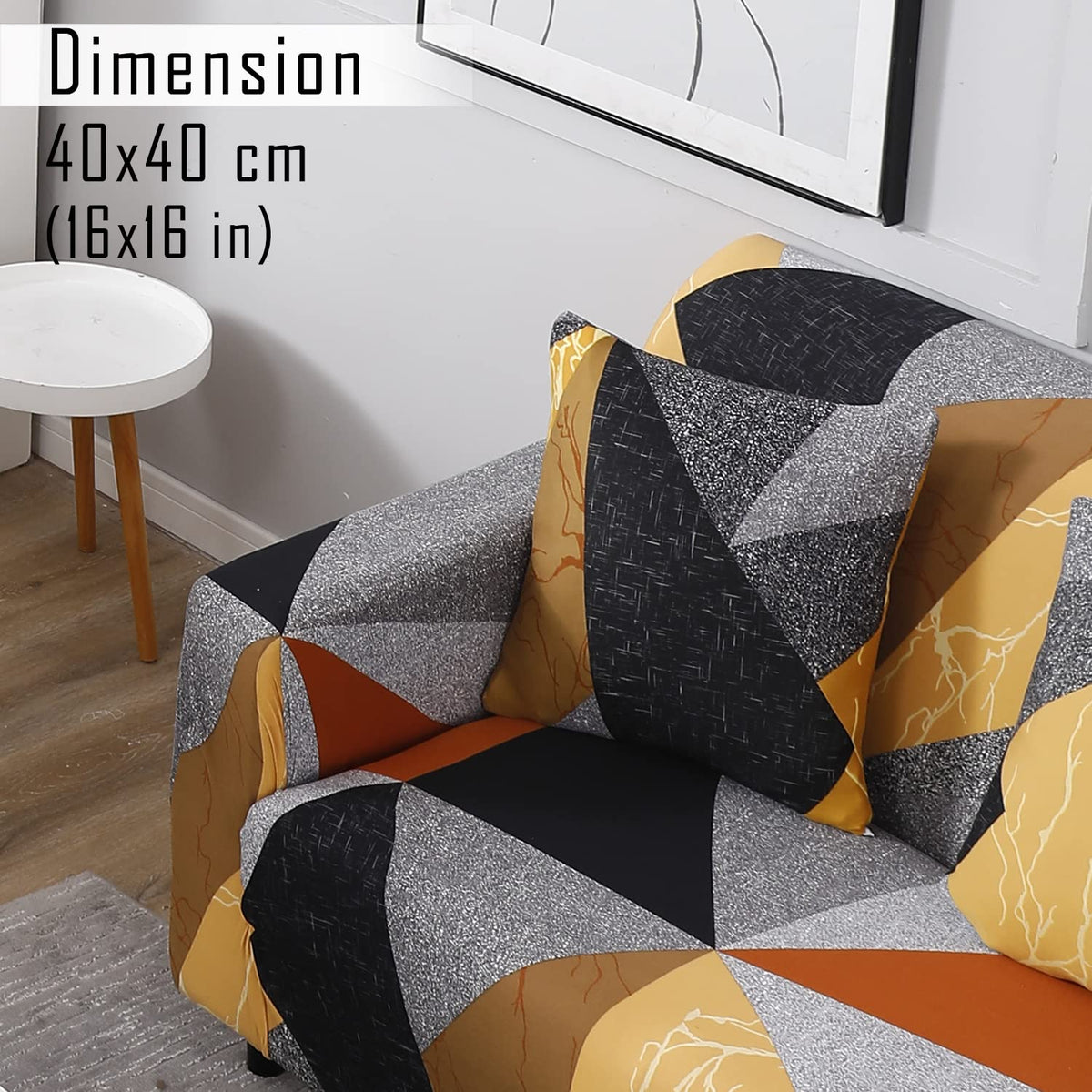 Multicolor Geometric Abstract Printed zippered sofa cushion covers set of 2