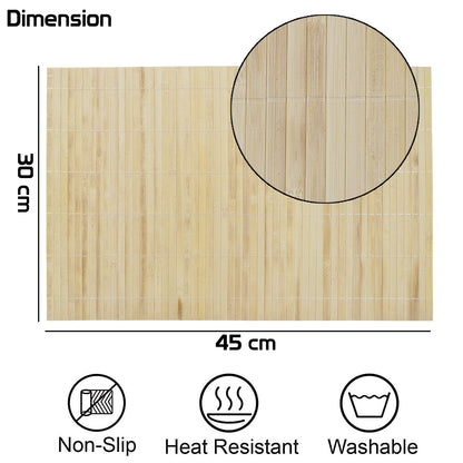 Reversible Bamboo Table Mats for Dining Table, Set of 4 Placemats, 45x30 cm