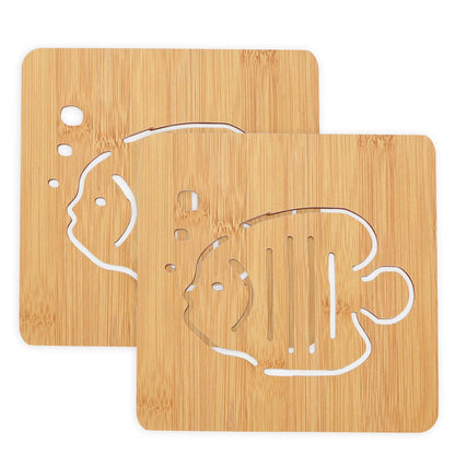 HOKIPO Eco-Friendly Bamboo Wooden Coasters for Home Pan Pot Holder - Pack of 2/4/6