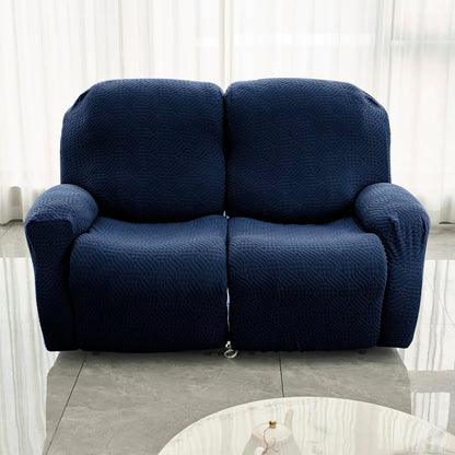 Premium 170 GSM Jacquard Fully Covered Recliner Sofa Cover for 1/2/3 Seaters, Navy Blue