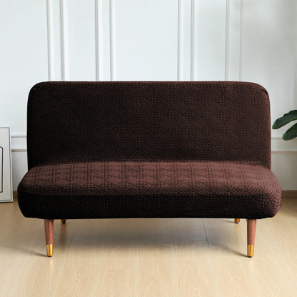 Luxurious Stretchable Spandex Jacquard Sofa-Cum-Bed Cover for Futon – Brown