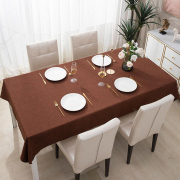 Buy Copper Brown Colour Poly Jute Tablecloth Online | HOKIPO
