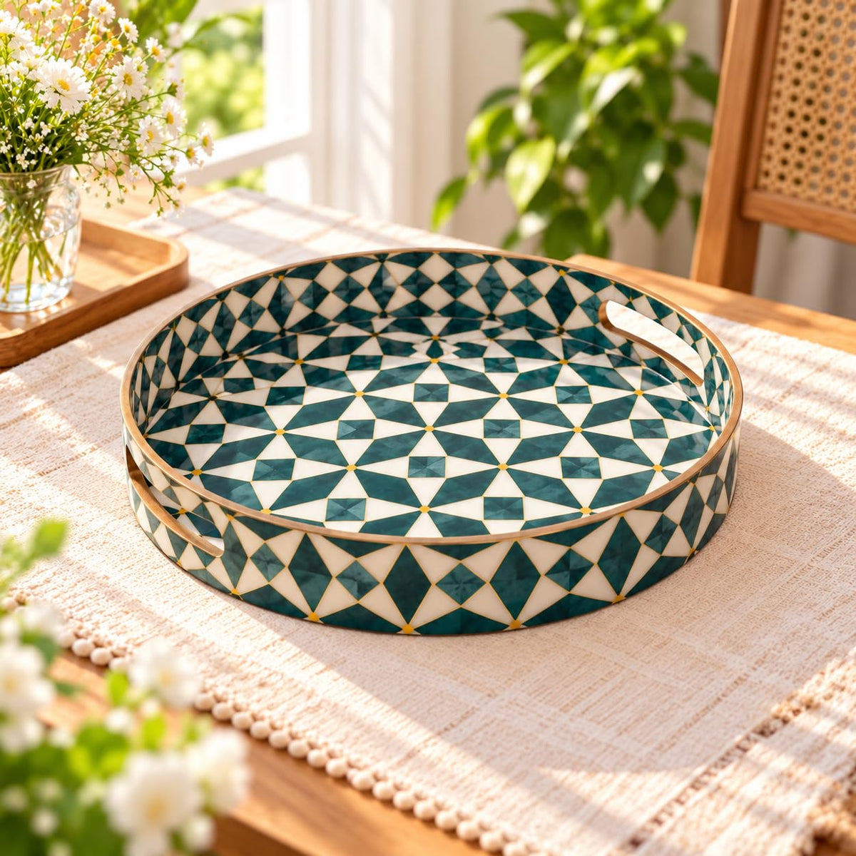 HOKIPO Round Serving Tray 12 in, Engineered Wood, Mayur Mahal - image 17