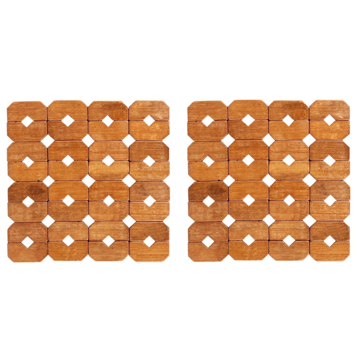 HOKIPO Square Bamboo Coaster Heat Pad, Pan Pot Holder, 15 x 15 cm, Pack of 2/4/6