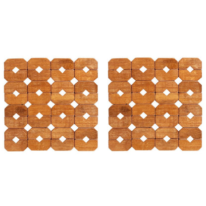 HOKIPO Square Bamboo Coaster Heat Pad, Pan Pot Holder, 15 x 15 cm, Pack of 2/4/6