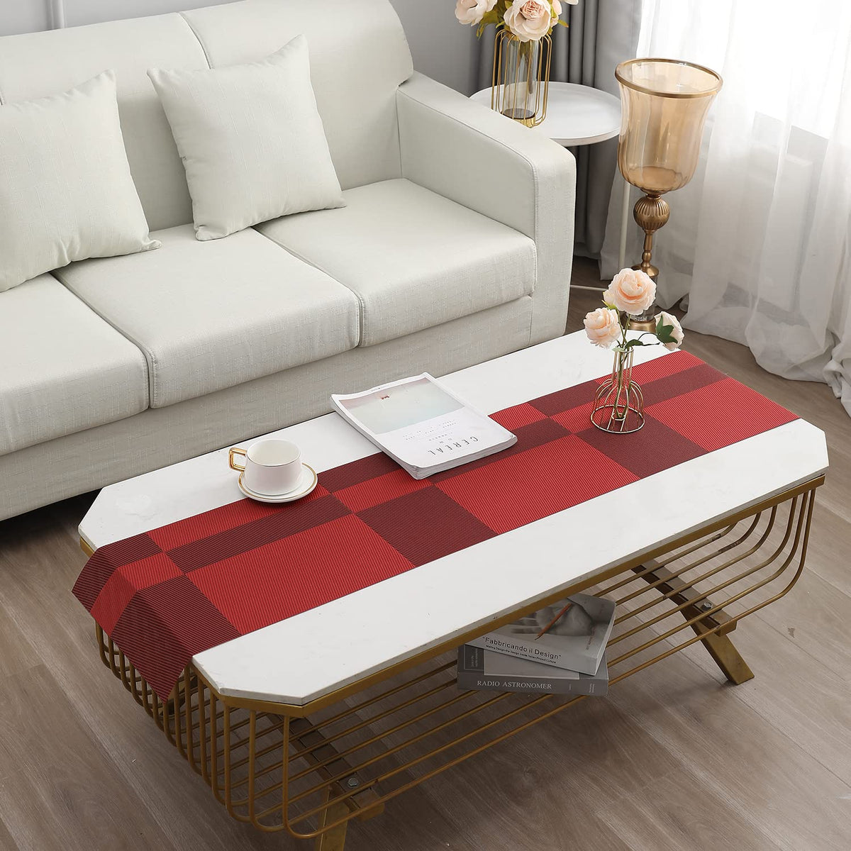 Buy Ruby Red Colour PVC Runner for Coffee & Center Table​