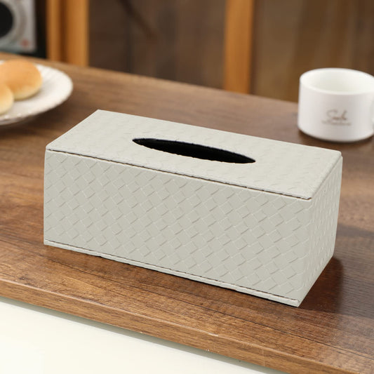 Buy White PU Leather Tissue Paper Box | HOKIPO
