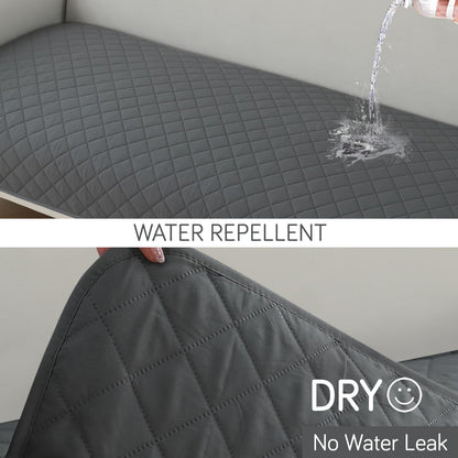 HOKIPO Waterproof Quilted Quick Dry L Shape Sofa Seat Cover Mat, Dark Grey