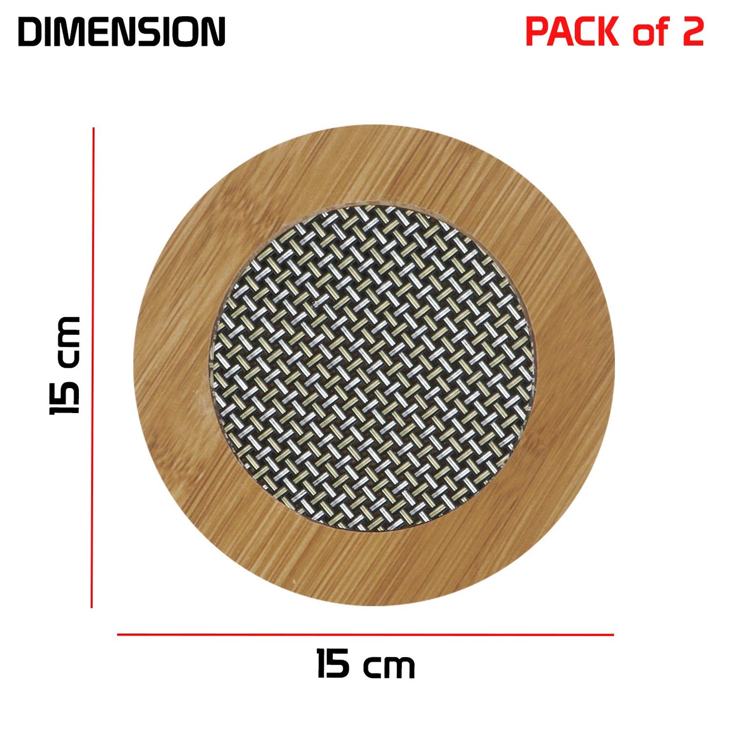 HOKIPO Bamboo Wooden Coasters for Dining Table Heat Pad for Kitchen - Pack of 2/4/6