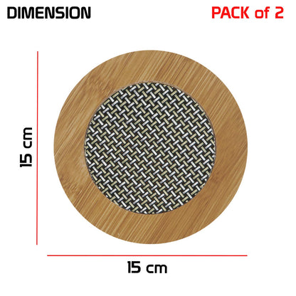 HOKIPO Bamboo Wooden Coasters for Dining Table Heat Pad for Kitchen - Pack of 2/4/6