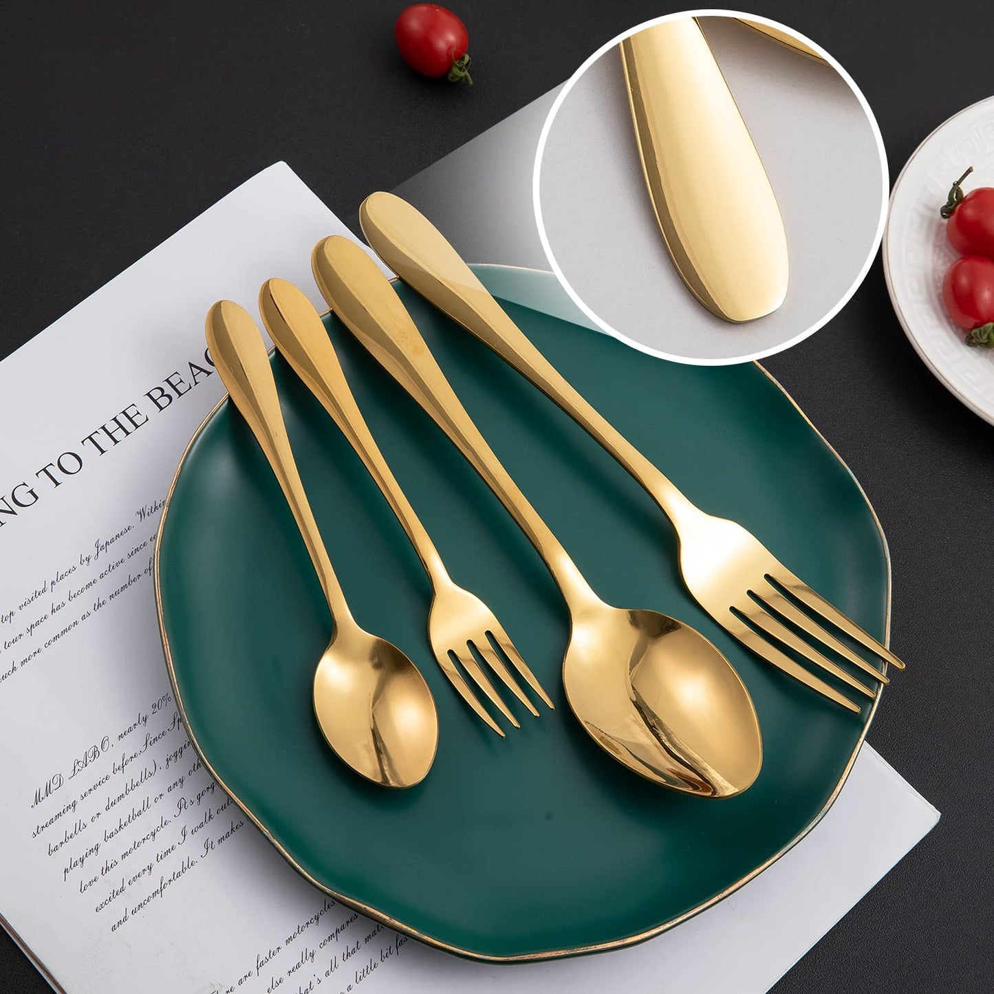 Gold Cutlery Set of 18 / 24 Pcs Stainless Steel Flatware Set, Mirror Finish with Gift Box