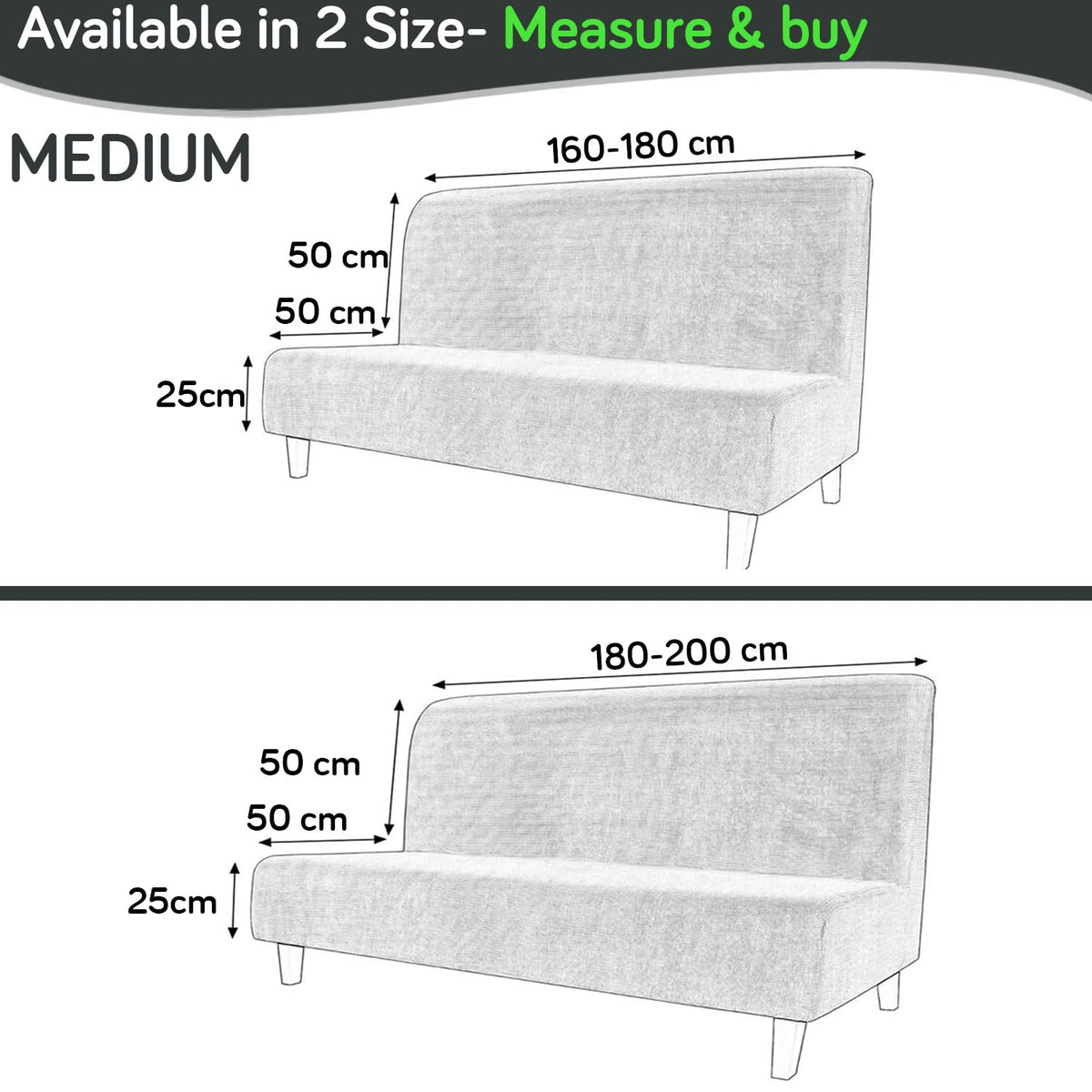 Buy Futon Sofa Cover Size Guide For Medium And Large Armless Sofa | HOKIPO
